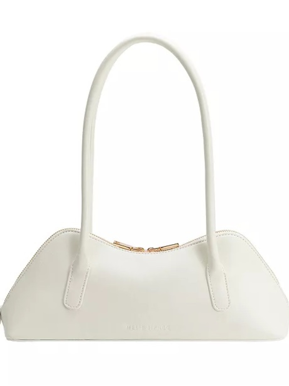 Melie Bianco White Dakota Shoulder Bag with Gold Accents